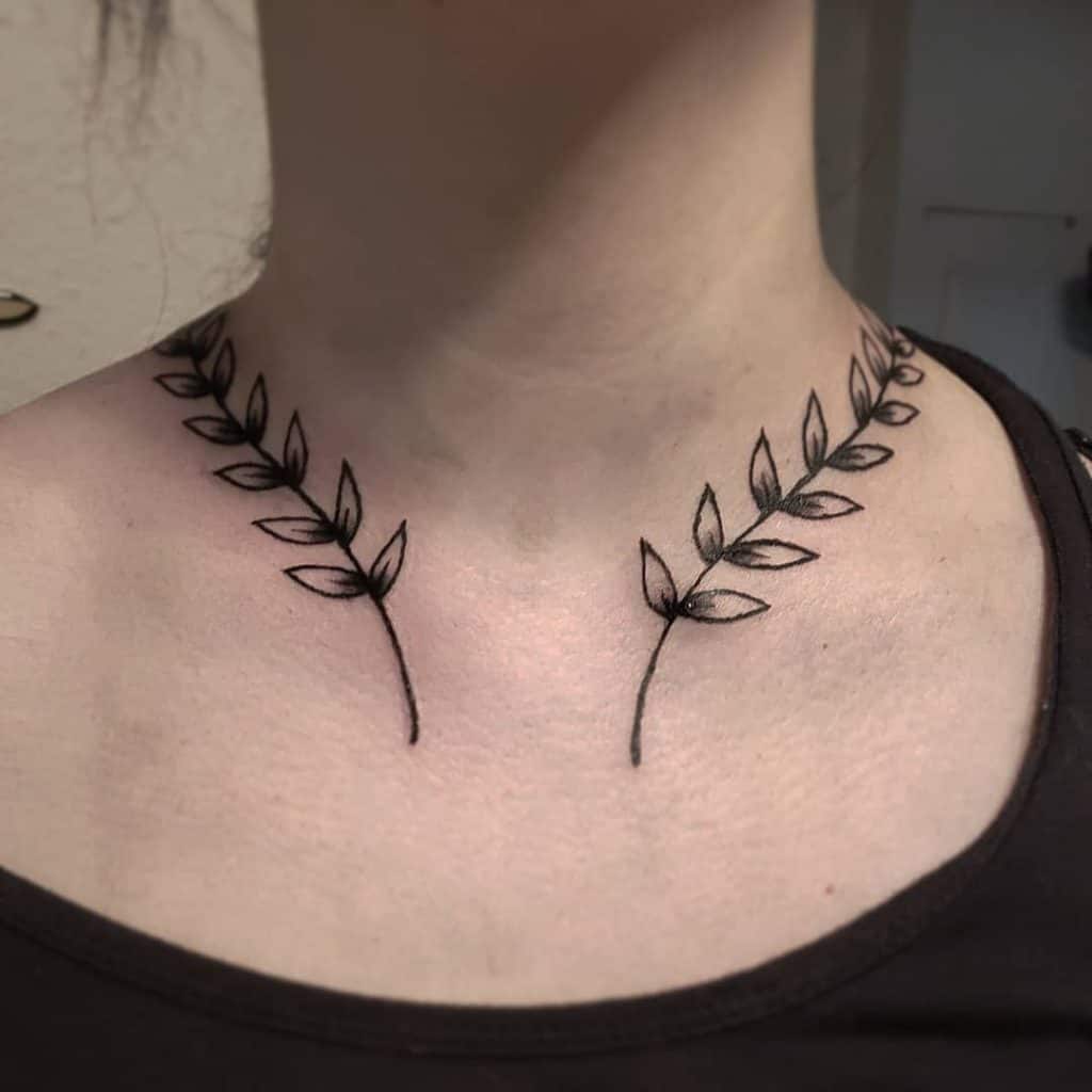 Tatuaje de rama de olivo a juego 1