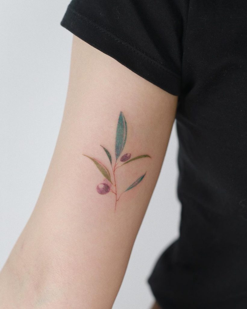 Diseño de tatuaje de hojas de olivo simple 2