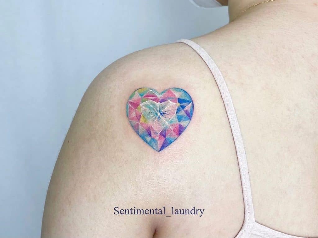 Hombro Corazón Arco Iris Tatuaje 