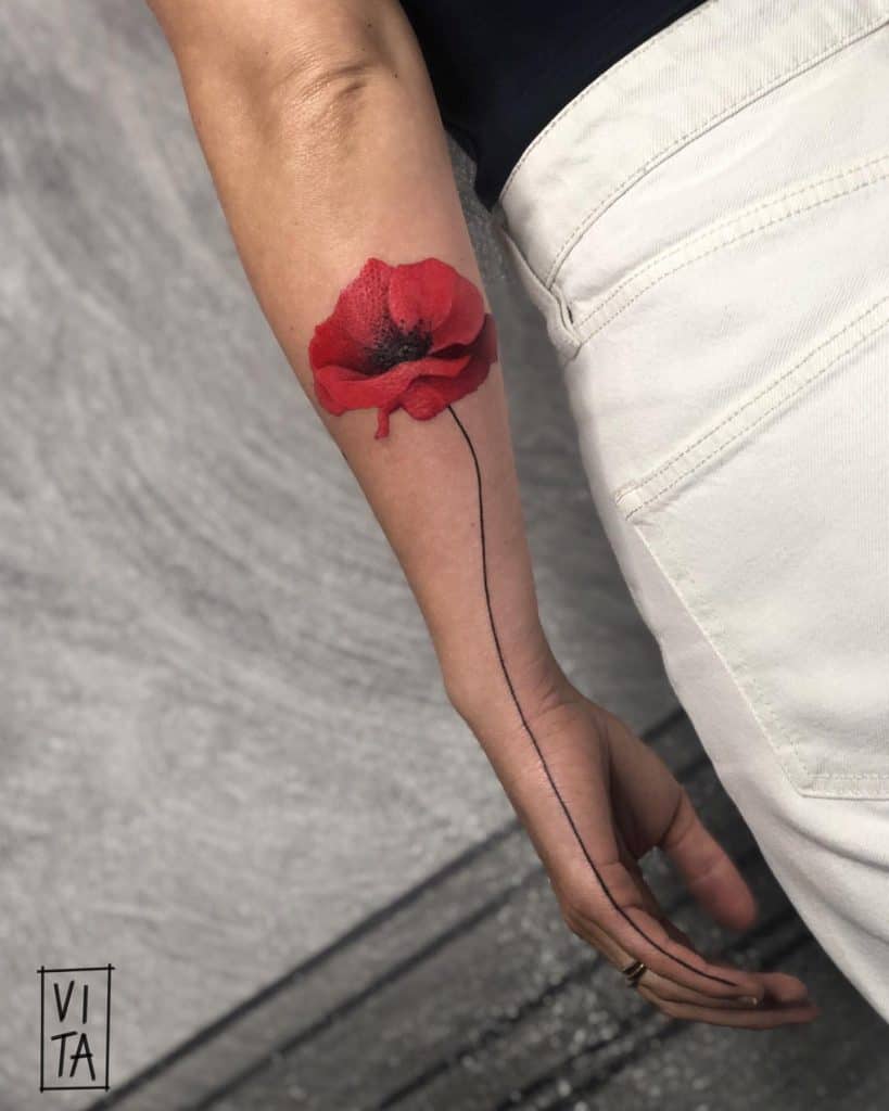 Tatuaje de flor de amapola 1