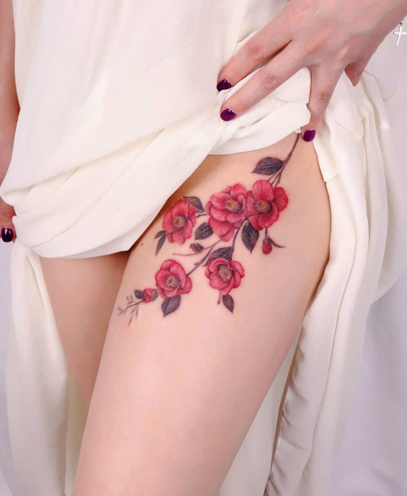 Tatuajes de flores de camelias 1