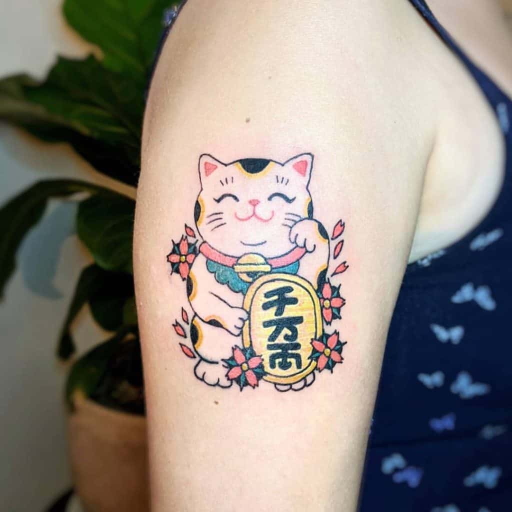 Tatuaje de la buena suerte del gato de la suerte 2