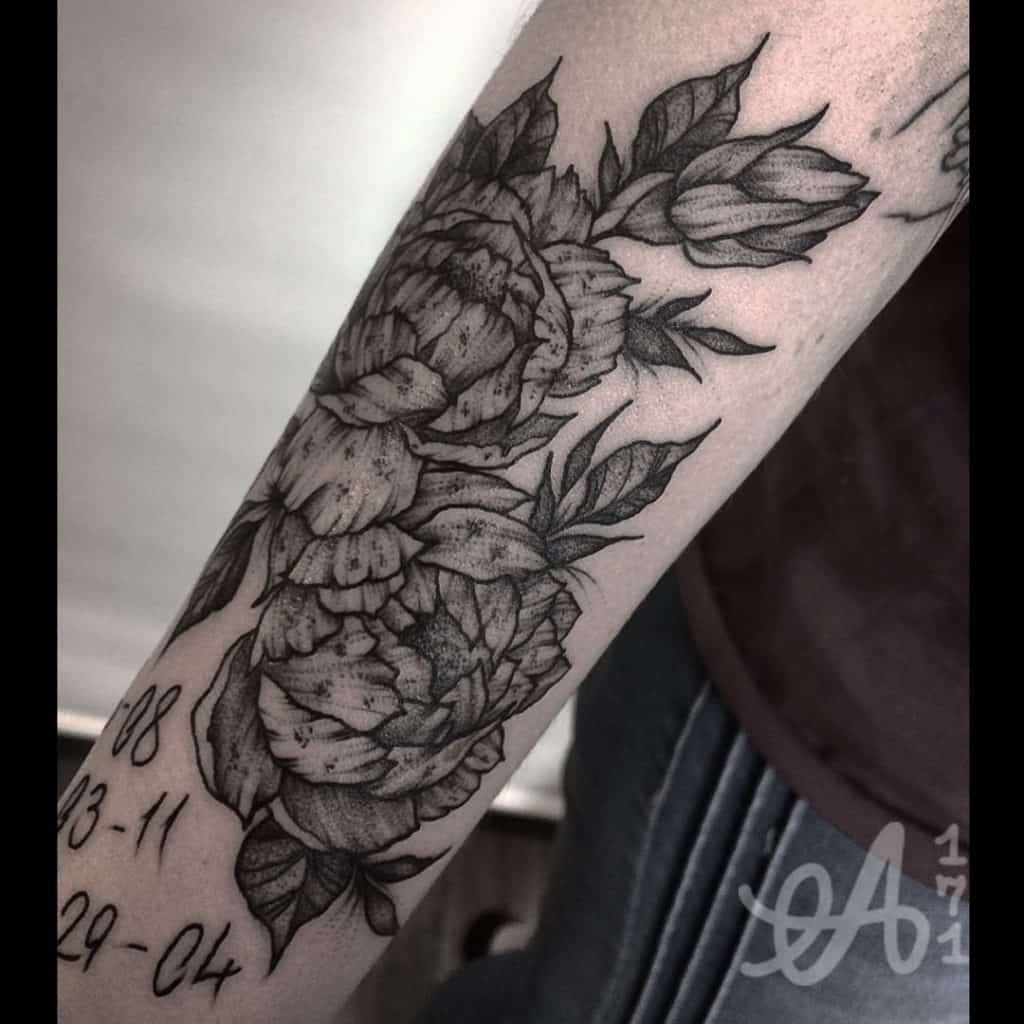 Tatuaje de flor de peonía 2