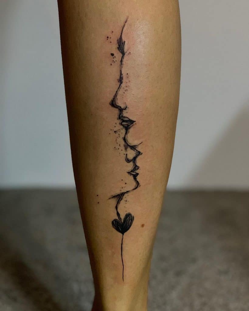 Tatuaje de pierna de amor de corazón negro 