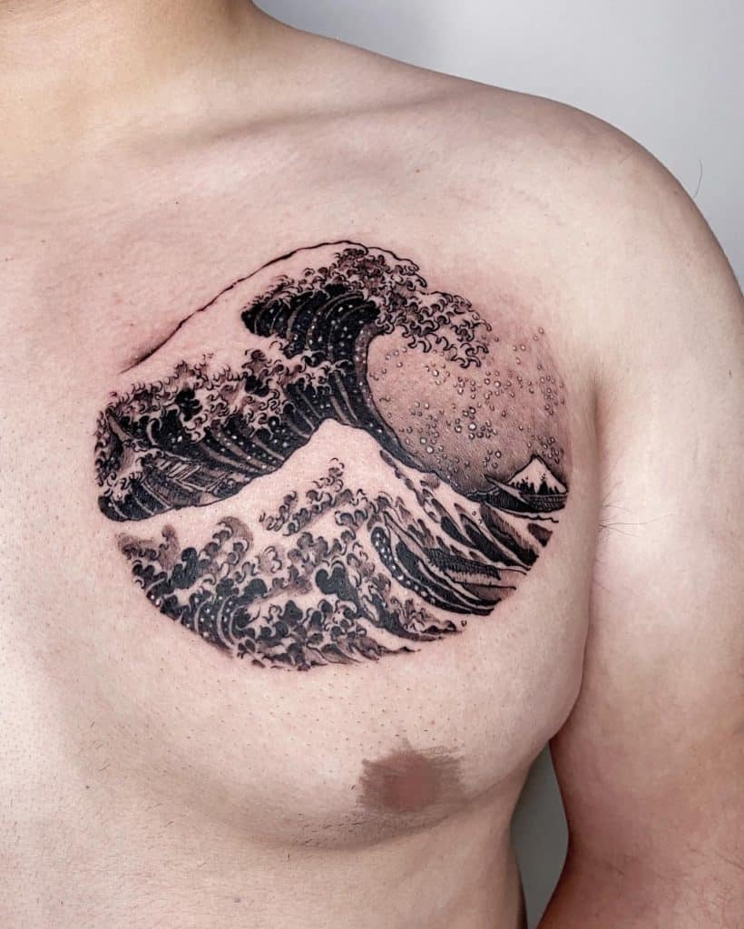 Tatuaje del monte Fuji (ola) 4