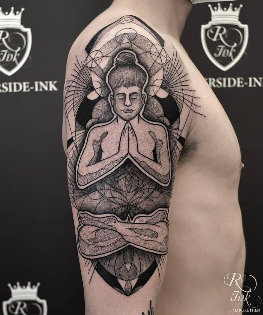 Tatuaje simétrico de la paz de Buda 