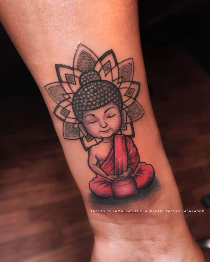 Tatuaje único de tinta de paz de Buda