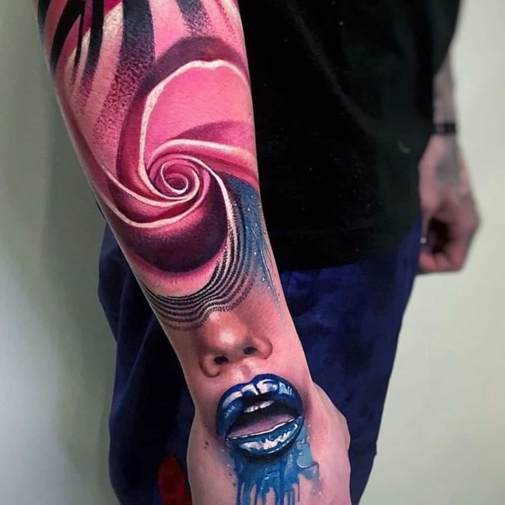 Tatuaje de rosa de colores en 3D