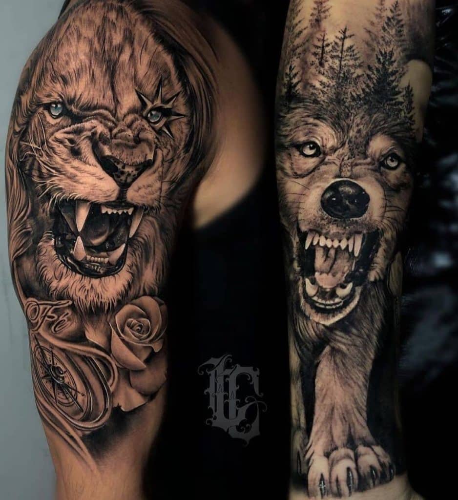 Mangas de tatuajes de animales 3D