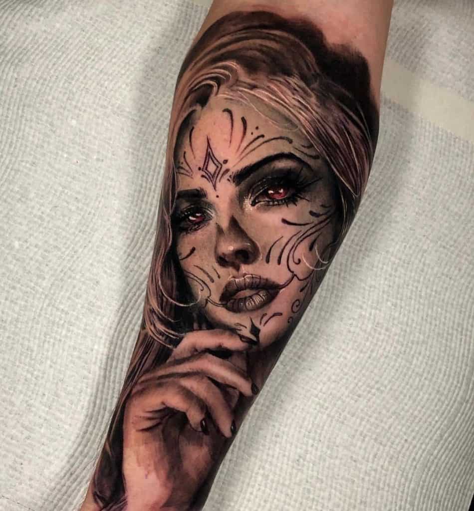 Mangas de tatuaje de chica hermosa 3D