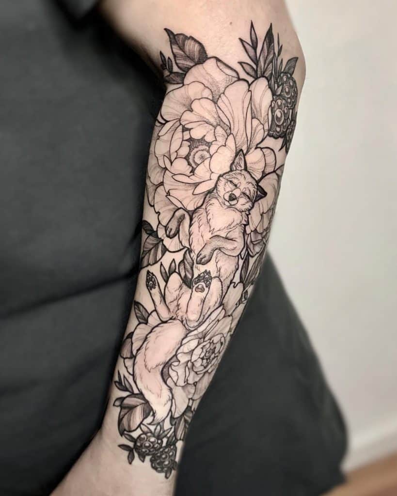 Tatuaje de zorro floral 2