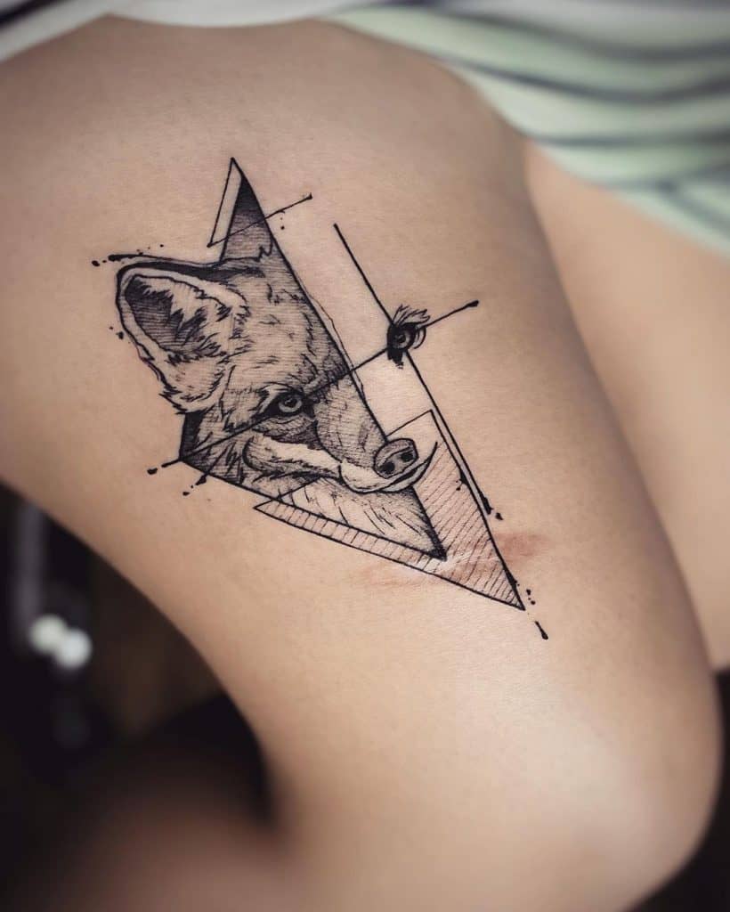 Tatuaje de zorro geométrico 1