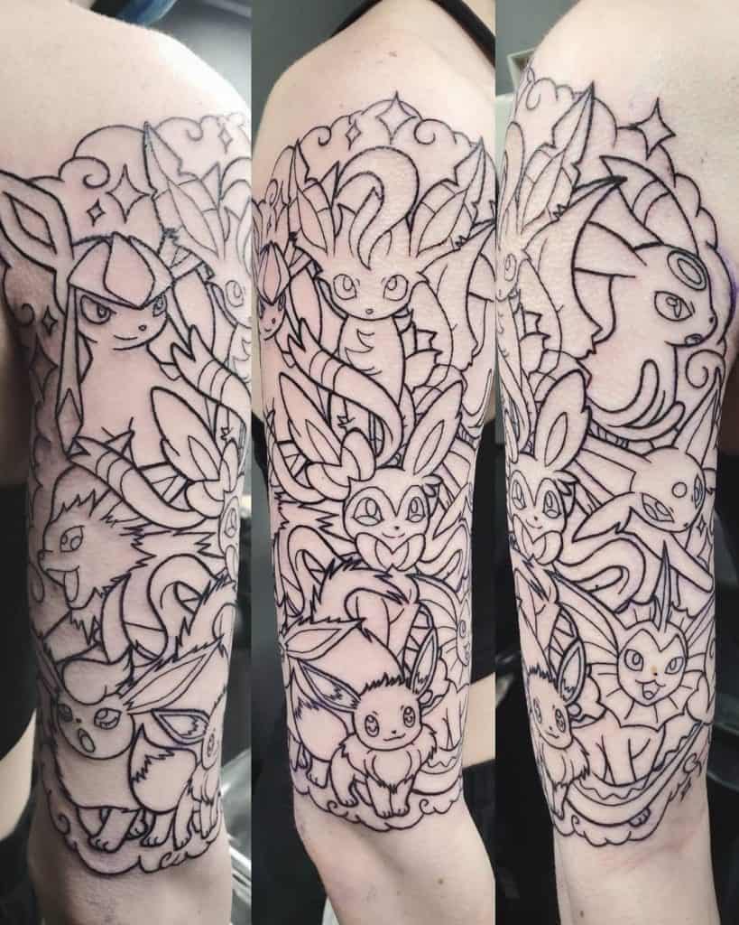 Manga de tatuaje de Pokémon en el hombro completo