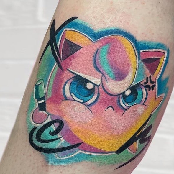 Tatuaje colorido de Jigglypuff