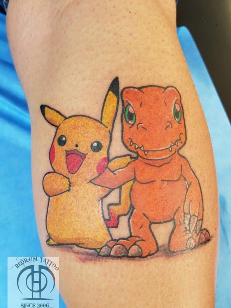 Pikachu Tattoo Pequeño Diseño Con Agumon