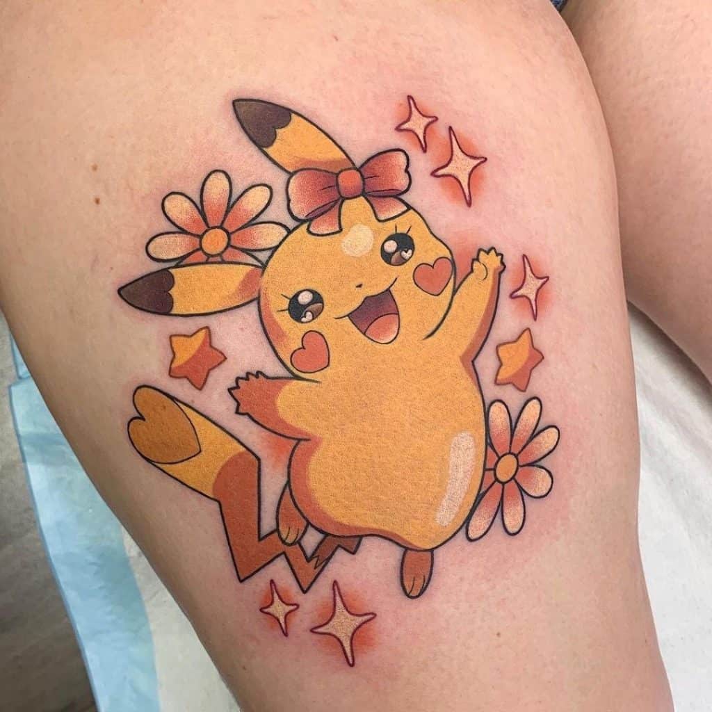 Pikachu Meme Tattoo Diseño lindo y femenino 