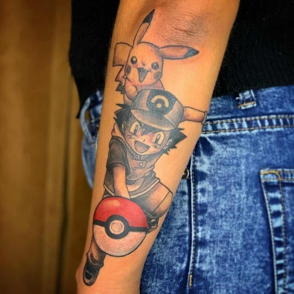 Tatuaje de Ash y Pikachu 