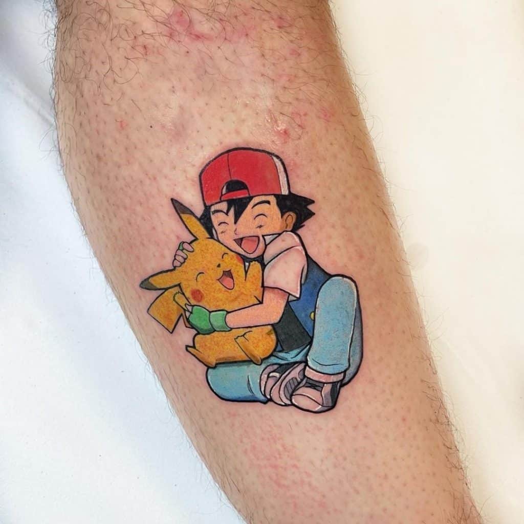 Lindo diseño de ceniza de tatuaje de Pikachu 