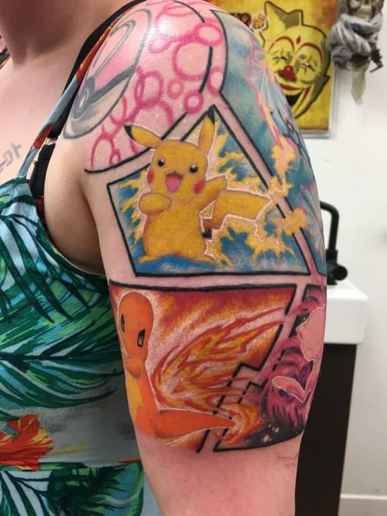 Hombro Pikachu Tatuaje Tinta Pequeña 