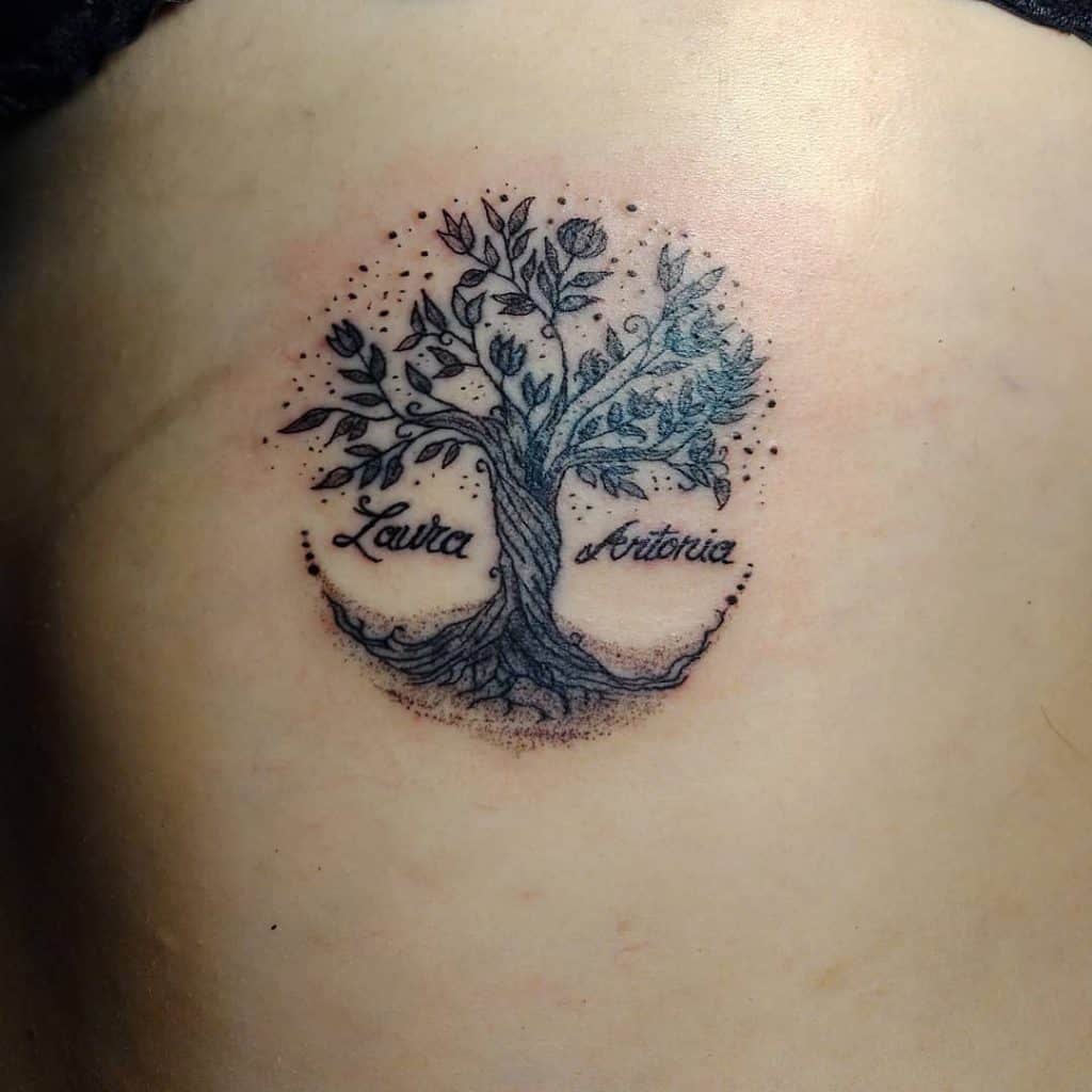 Tatuaje de árbol genealógico con nombres 3