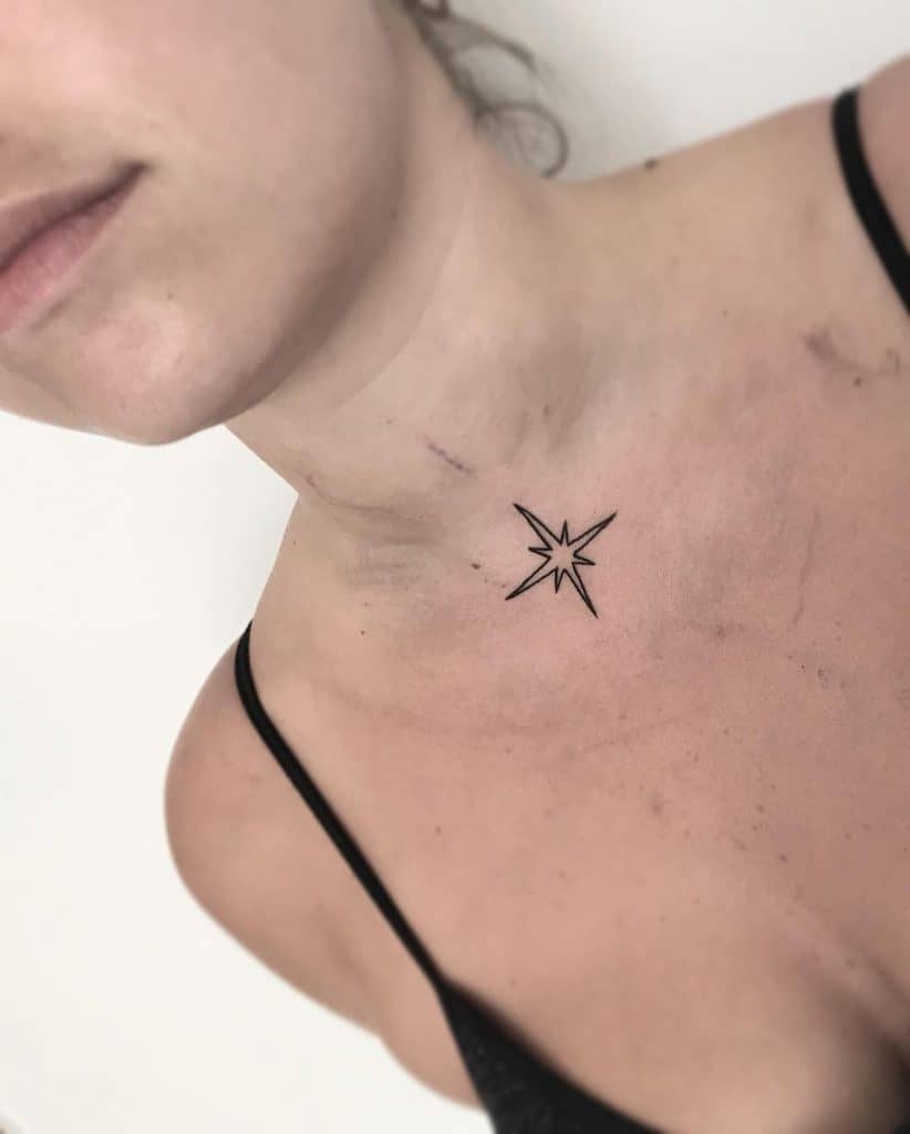 Tatuaje de estrella en el cuello 5
