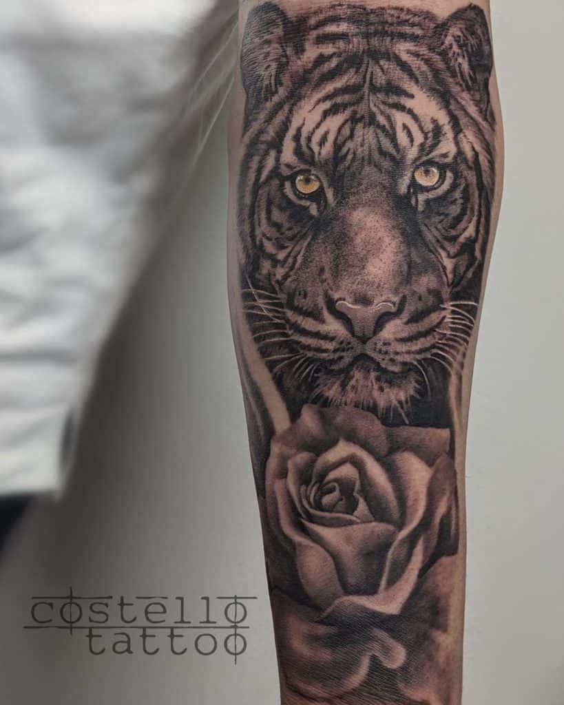 Idea japonesa del tigre del tatuaje de Blackwork