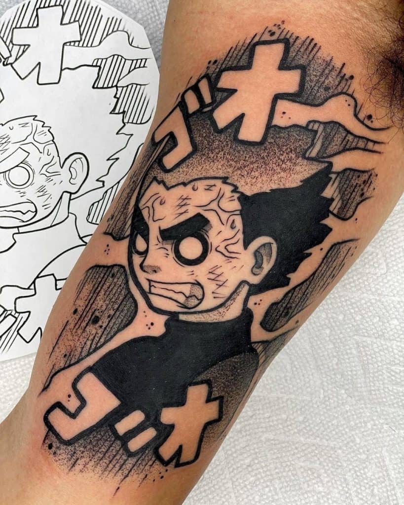 Rompecabezas Anime Inspirado Blackwork Tatuaje 