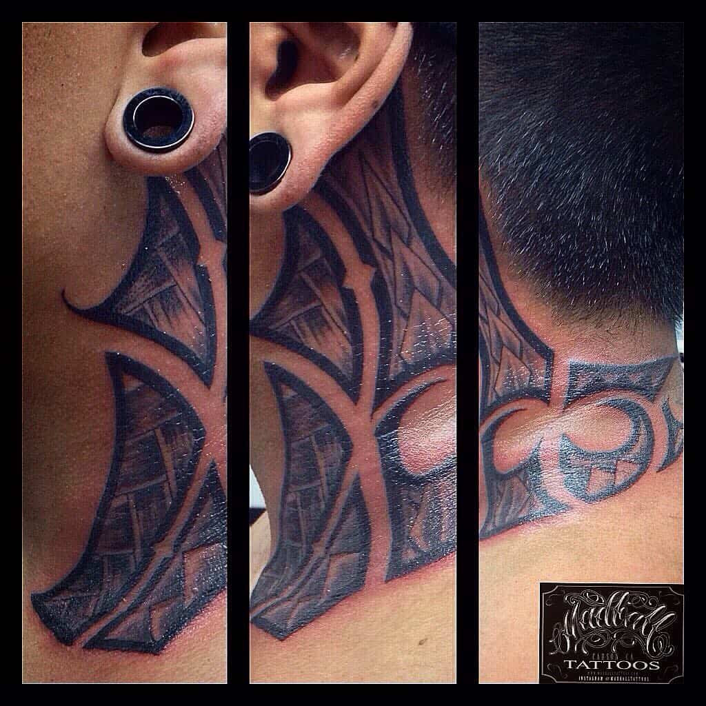 Tatuaje tribal en el cuello 4