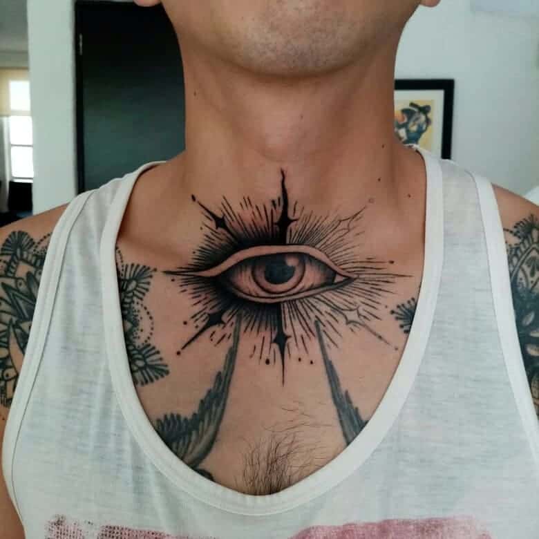 Tatuaje del tercer ojo en el cuello 1