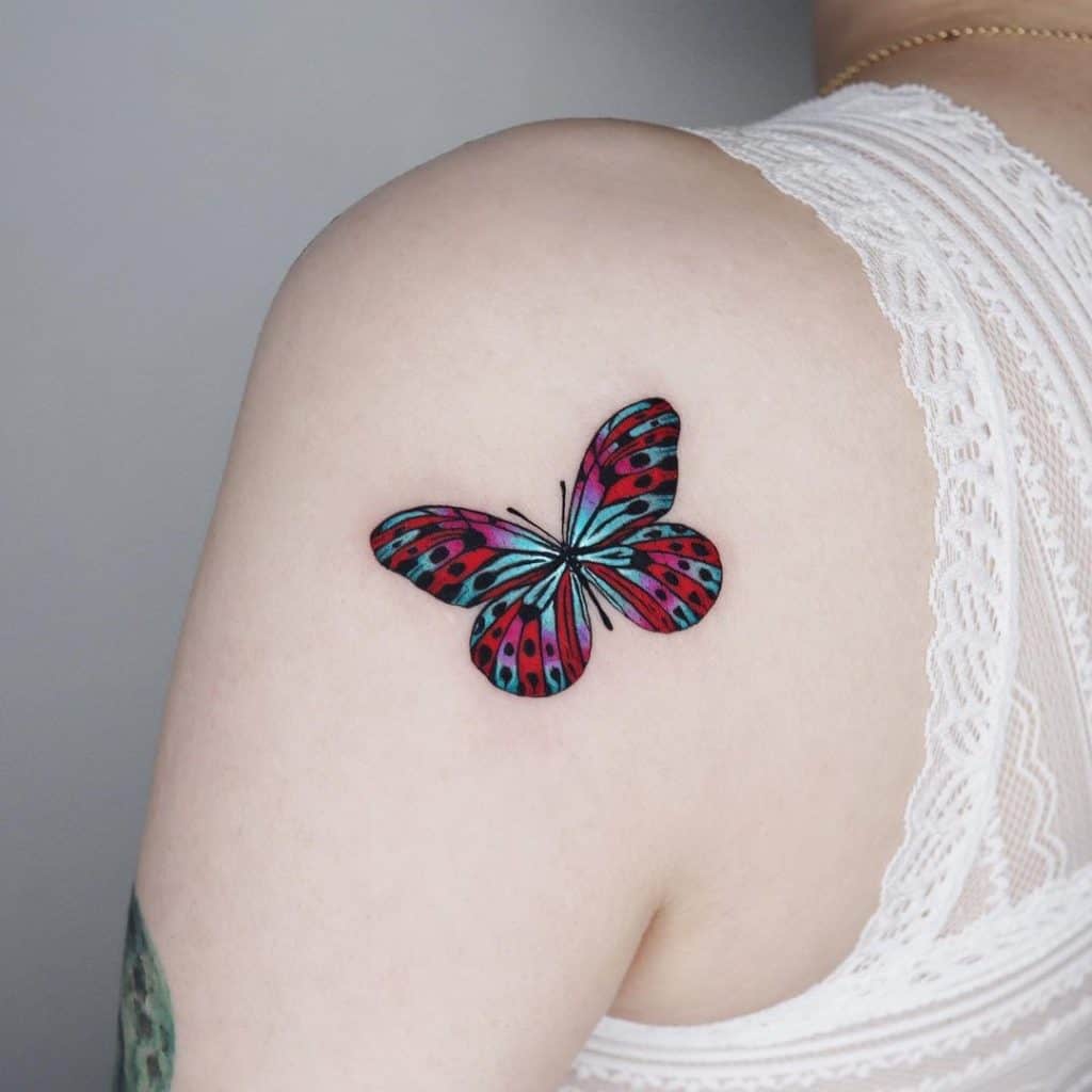 Espalda Hombro Mariposa Brillante 