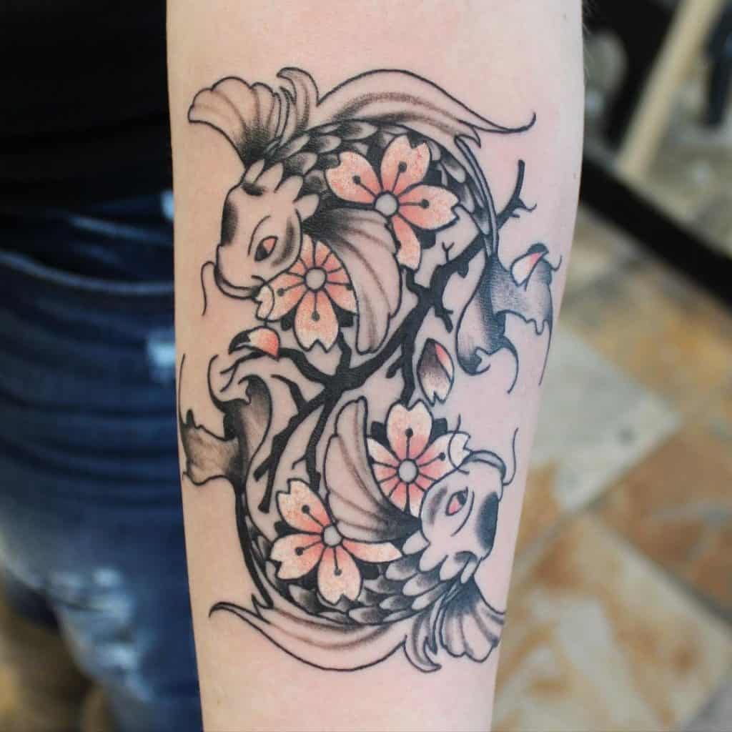 Tatuaje floral de Piscis 2