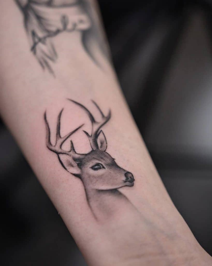 Un tatuaje de ciervo sentado