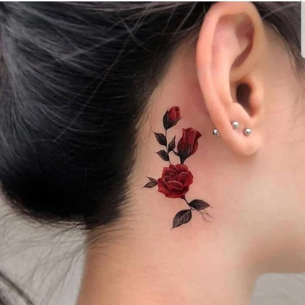 Rosa detrás de las flores de la oreja 