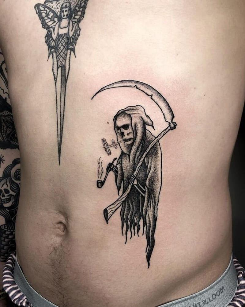 grim reaper with scythe tattoo