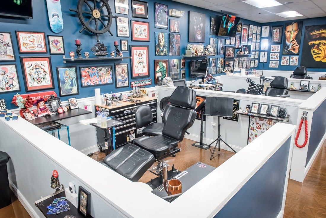 inside tattoo studio