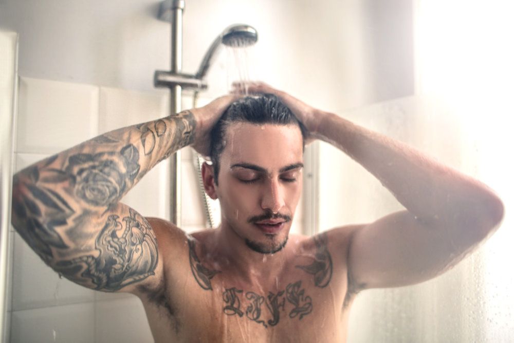 showering with new tattoo
